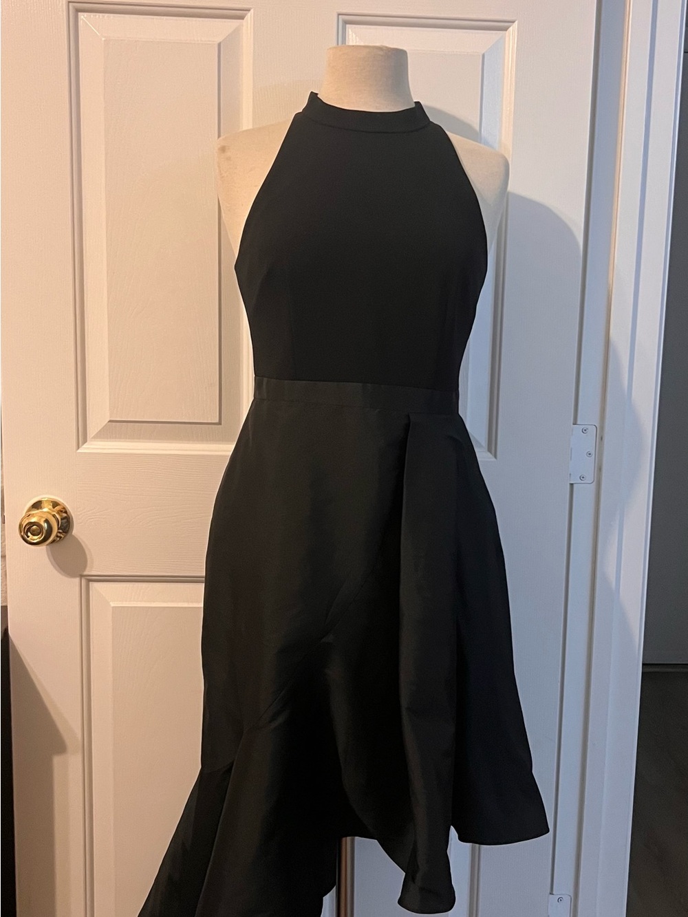 Adrianna Papell Black High-Low Halter Dress